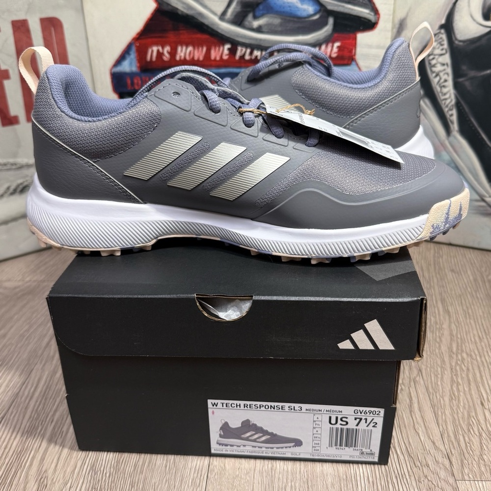 Adidas Tech Response SL 3.0 Women’s Golf Shoes Grey Silver Violet New Size 7-9.5 - Picture 6 of 11